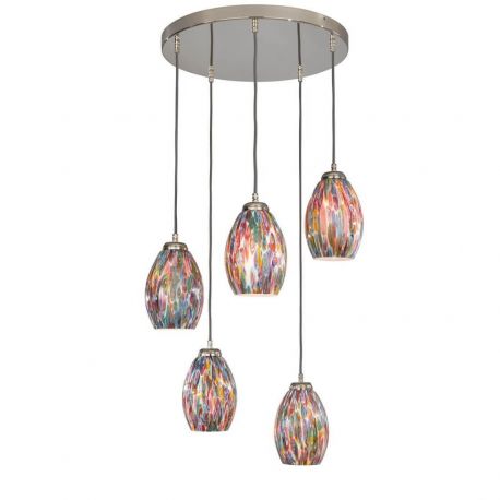 Pendule, Lustre suspendate - Lustra moderna cu 5 pendule din sticla Murrina 10009