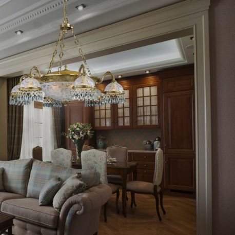 Lustre Cristal Scholer - Candelabru design clasic realizat manual din alama si Cristal Scholer 6200