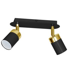 Plafoniere cu spoturi, Spoturi aplicate - Plafoniera cu 2 spoturi directionabile moderna JOKER negru, auriu