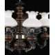 Candelabre, Lustre - Candelabru cu 6 brate design italian din alama cu lemn 620