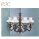 Candelabre, Lustre - Candelabru cu 6 brate design italian din alama cu lemn 620