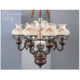 Candelabre, Lustre - Candelabru cu 6 brate design italian din alama cu lemn 636