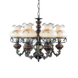 Candelabre, Lustre - Candelabru cu 6 brate design italian din alama cu lemn 624