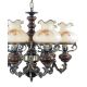 Candelabre, Lustre - Candelabru cu 6 brate design italian din alama cu lemn 624