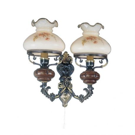 Aplice, corpuri de iluminat pentru pereti - Aplica de perete design italian din alama cu lemn 624