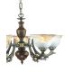 Candelabre, Lustre - Candelabru rustic cu 5 brate design italian din alama cu lemn 2801