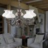 Candelabru cu 5 brate design italian din alama cu lemn 2810