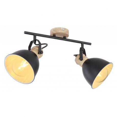 Plafoniere cu spoturi, Spoturi aplicate - Plafoniera metal stil industrial WIHO 2 negru/maro