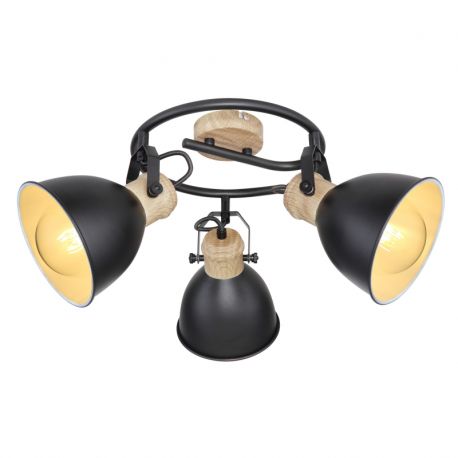 Plafoniere cu spoturi, Spoturi aplicate - Plafoniera metal stil industrial WIHO 3 negru/maro