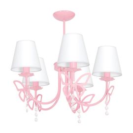 Iluminat pentru copii - Lustra aplicata cu 5 brate pentru camera copii / tineret CHARLOTTE roz