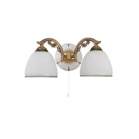 Aplice, corpuri de iluminat pentru pereti - Aplica de perete cu 2 brate din alama design italian 8606
