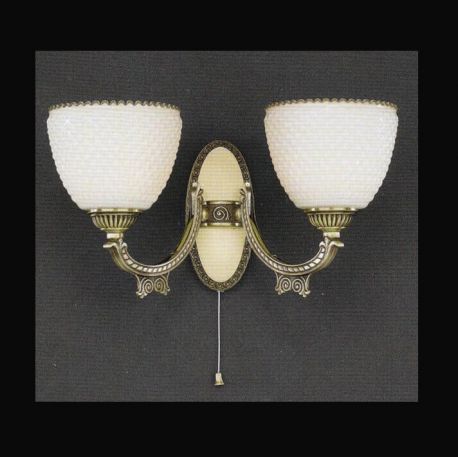 Aplice, corpuri de iluminat pentru pereti - Aplica clasica din alama cu 2 brate design italian 7055