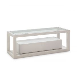 Comode - Comoda TV Glass/Wood White 120x45x45cm