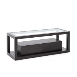 Comode - Comoda TV Glass/Wood Black 120x45x45cm