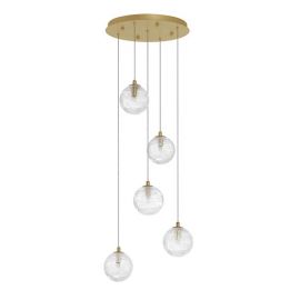 Pendule, Lustre suspendate - Lustra moderna cu 5 Pendule design decorativ COEN auriu