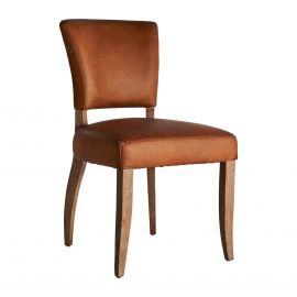 Set de 2 scaune design vintage cu tapiterie din piele TOLLA maro