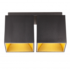 Plafoniere cu spoturi, Spoturi aplicate - Corp aplicat cu 2 spoturi design modern ETHAN negru