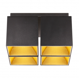 Plafoniere cu spoturi, Spoturi aplicate - Corp aplicat cu 4 spoturi design modern ETHAN negru
