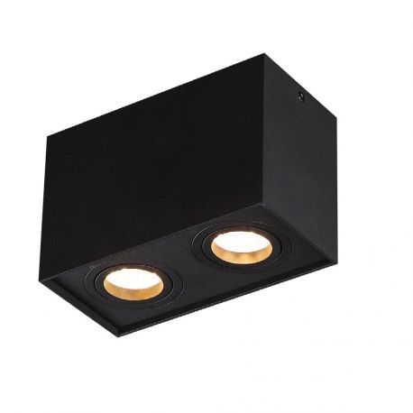 Plafoniere cu spoturi, Spoturi aplicate - Plafoniera aplicata cu 2 spoturi directionabile, BASIC SQUARE II BK