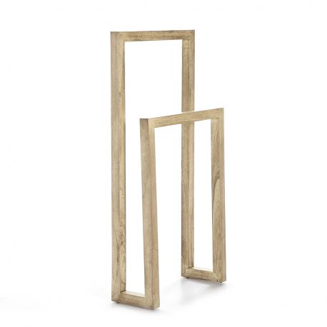Garderobe - Suport din lemn pentru prosop design modern Kelia alb voal
