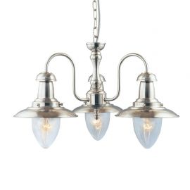 Candelabru 3 brate stil industrial vintage Fisherman II argintiu satinat