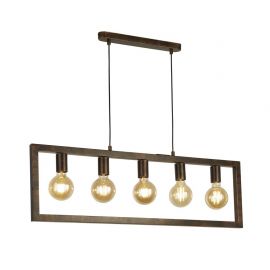 Pendule, Lustre suspendate - Lustra rustica cu 5 surse de lumina Oblong