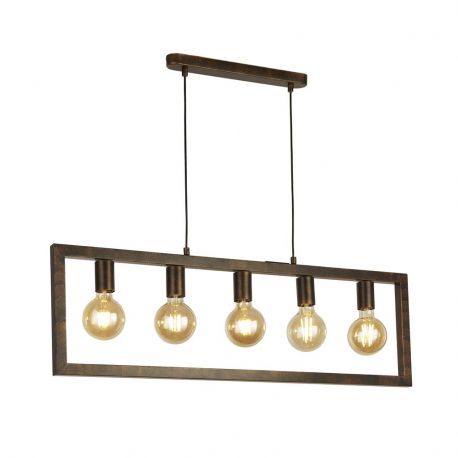 Pendule, Lustre suspendate - Lustra rustica cu 5 surse de lumina Oblong