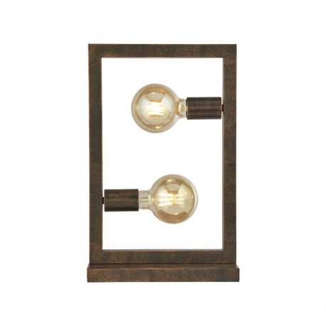 Veioze - Veioza, Lampa de masa rustica cu 2 surse de lumina Oblong