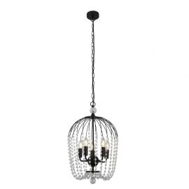 Pendule, Lustre suspendate - Lustra moderna din metal si margele din sticla Shower negru