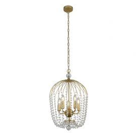 Pendule, Lustre suspendate - Lustra moderna din metal si margele din sticla Shower alama satinata