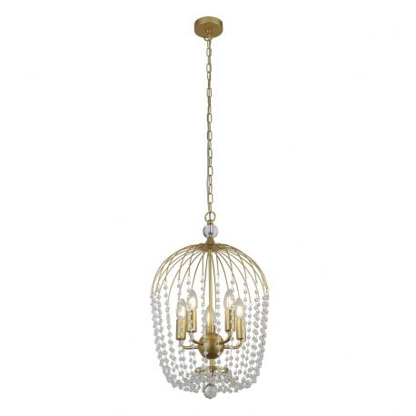 Pendule, Lustre suspendate - Lustra moderna din metal si margele din sticla Shower alama satinata