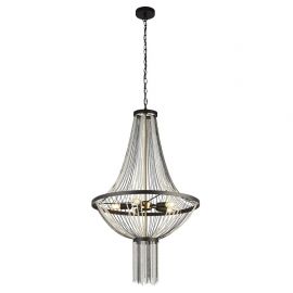 Candelabre, Lustre - Lustra moderna decorata cu lanturi negre si margele din sticla Baguette 5L
