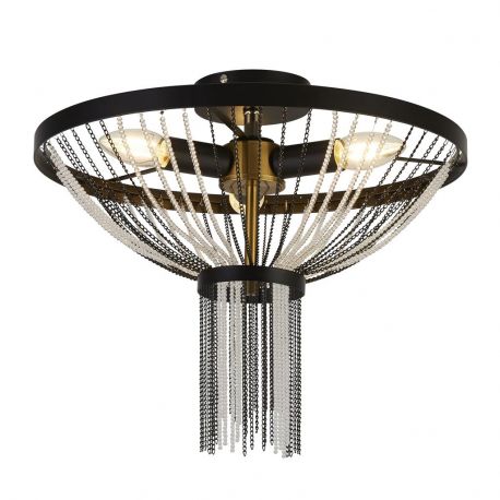 Lustre aplicate - Lustra aplicata decorata cu lanturi negre si margele din sticla Baguette 3L