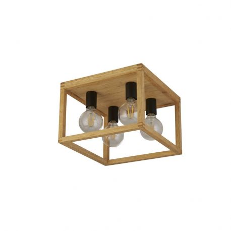 Plafoniere - Plafoniera din lemn design rustic industrial Square 4L