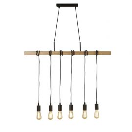 Pendule, Lustre suspendate - Lustra din lemn cu 6 pendule design rustic Woody