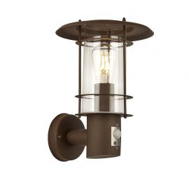 Aplice - Aplica de perete exterior cu senzor de miscare IP44 Edgeware maro rustic