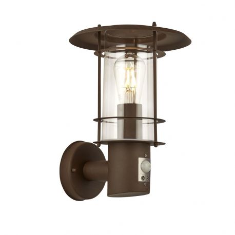Aplice - Aplica de perete exterior cu senzor de miscare IP44 Edgeware maro rustic