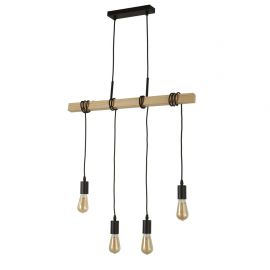 Pendule, Lustre suspendate - Lustra din lemn cu 4 pendule design rustic Woody