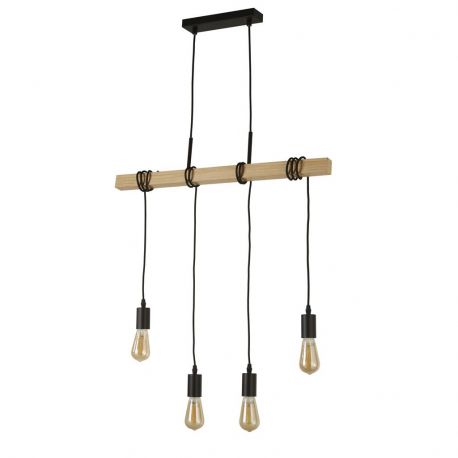Pendule, Lustre suspendate - Lustra din lemn cu 4 pendule design rustic Woody