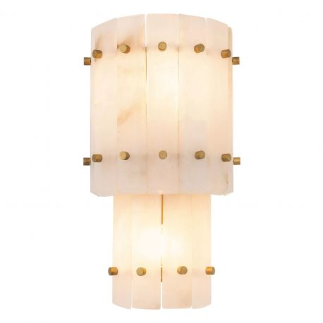 Aplice, corpuri de iluminat pentru pereti - Aplica de perete design LUX Blason Double, alama antica/ alabastru