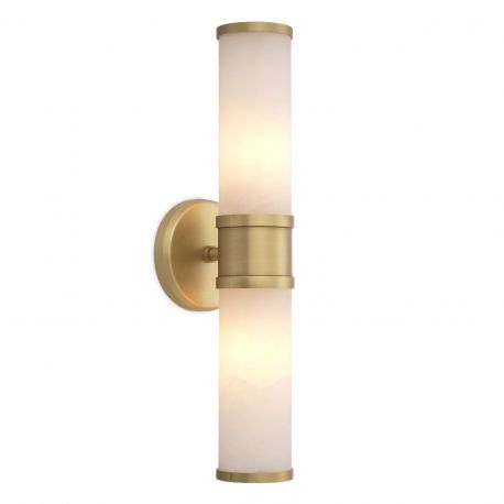 Aplice, corpuri de iluminat pentru pereti - Aplica de perete design LUX Claridges Double alama antic/ alabastru