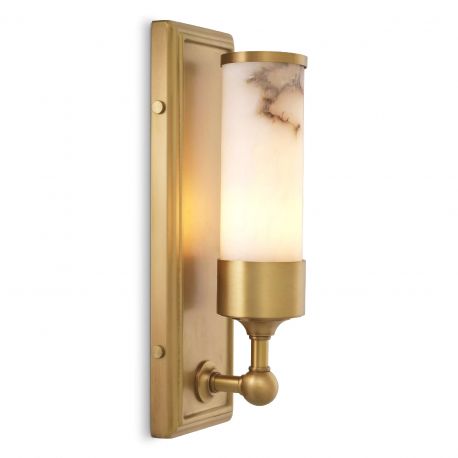 Aplice, corpuri de iluminat pentru pereti - Aplica de perete design LUX Valentine alama antic/ alabastru
