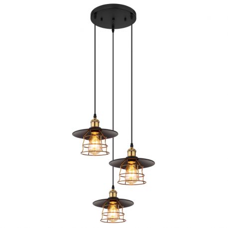 Pendule, Lustre suspendate - Lustra cu 3 pendule design clasic Viejo negru mat, cupru 33cm