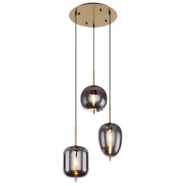 Pendule, Lustre suspendate - Lustra cu 3 pendule design modern Blacky I negru mat, alama