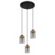 Pendule, Lustre suspendate - Lustra cu 3 pendule design modern FINCA negru mat, maro inchis