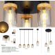 Pendule, Lustre suspendate - Lustra cu 3 pendule design modern FINCA negru mat, maro inchis