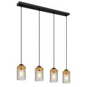 Lustra cu 4 pendule design modern FINCA negru mat, maro inchis