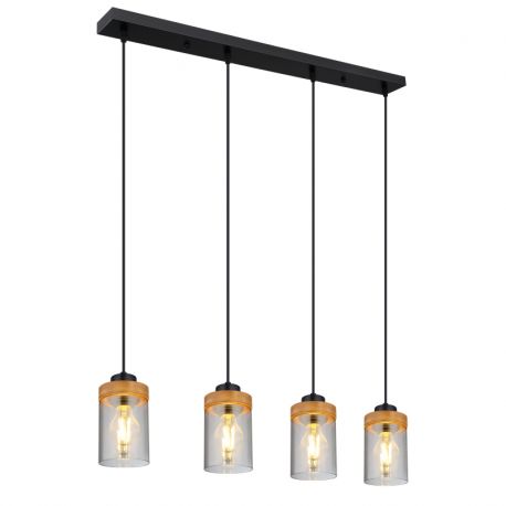 Pendule, Lustre suspendate - Lustra cu 4 pendule design modern FINCA negru mat, maro inchis