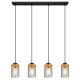 Pendule, Lustre suspendate - Lustra cu 4 pendule design modern FINCA negru mat, maro inchis