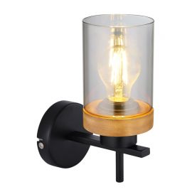 Aplice, corpuri de iluminat pentru pereti - Aplica de perete design modern FINCA negru mat, maro inchis